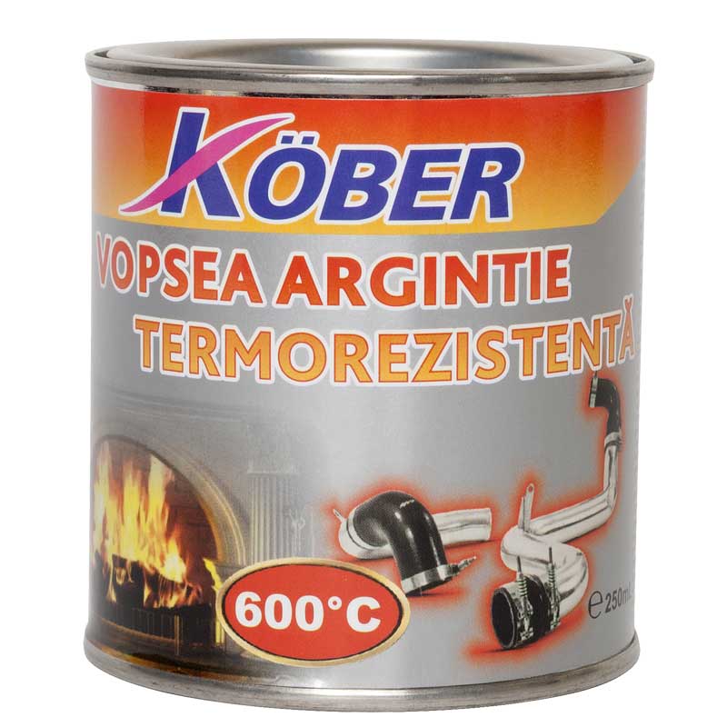 Vopsea Kober termorezistentă, aluminiu, 250 ml