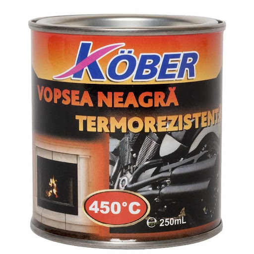 Vopsea Kober termorezistentă, neagră, 0.25 L