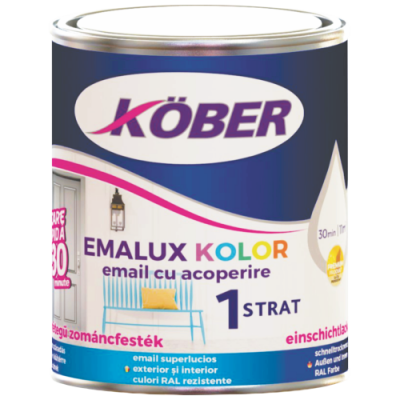 Kober Emalux Kolor, superlucios, Alb Clasic, 0.75 L
