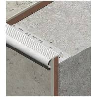 Protectie Lineco rotunjita din aluminiu eloxat pentru trepte ceramice, argintiu satinat, 2.5 m