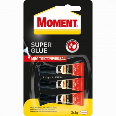 Adeziv universal, Moment Super Glue – Mini trio, transparent, 3 x 1 g
