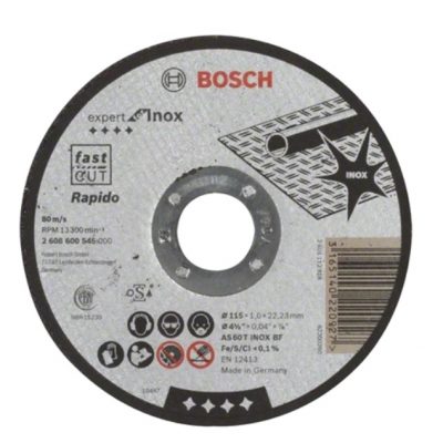 Disc de taiere Bosch Professional Rapido pentru inox, AS 60 T INOX BF, 115 x 22,23 x 1 mm