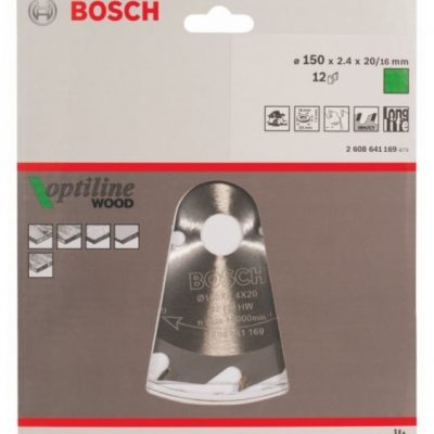 Disc pentru fierastrau circular, Bosch Optiline Wood, 150 x 20/16 mm