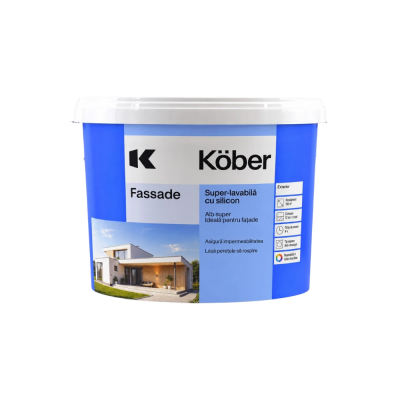 Vopsea superlavabilă Kober Fassade cu adaos de silicon, pentru exterior, 40 L