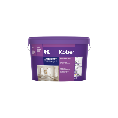 Vopsea lavabilă interior, Kober Zertifikat Plus, cu Ioni de Argint, albă, 3 L