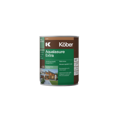 Lazură pe bază de apă 3 in 1, Kober Aqualasure Extra, Nuc, 0.75 L