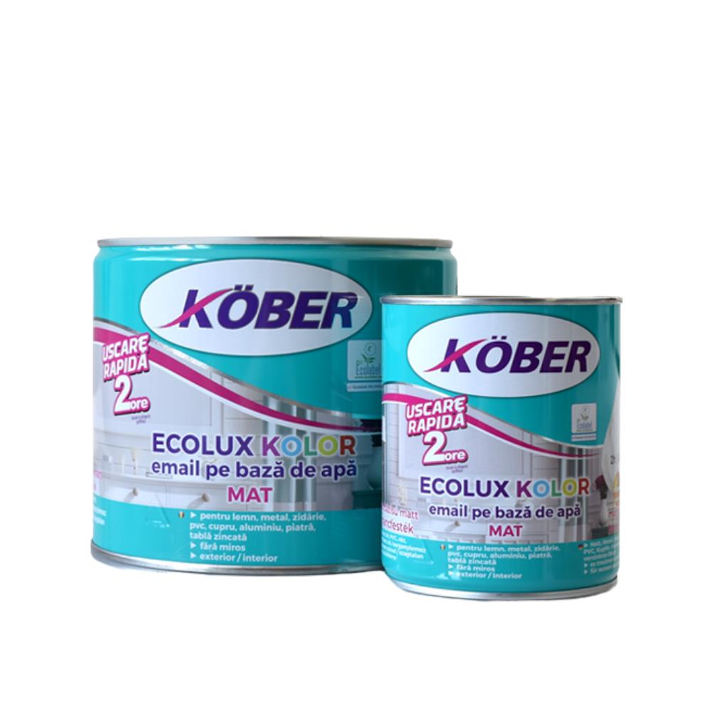 Email mat pe baza de apa, Kober Ecolux Kolor, alb, 0.6 L